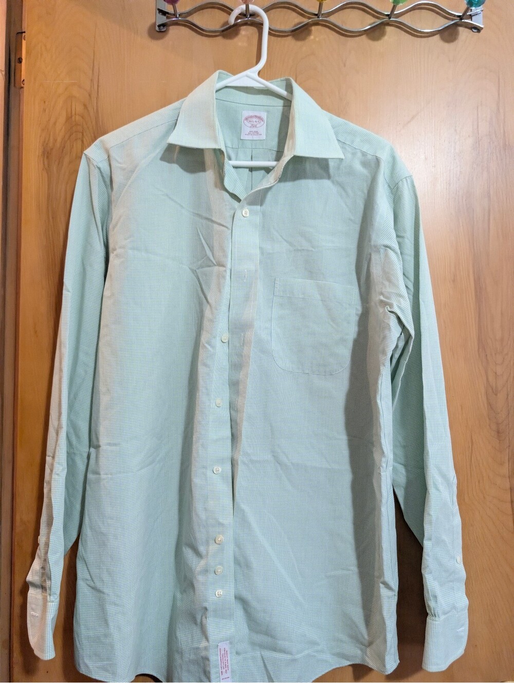 Brooks Brothers Men's Dress Shirt Size 16.5 34/35 Green Check